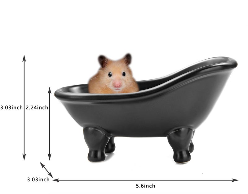 dodococa 1piece 5.6"" Black Ceramic Mini Bathtub Soap Dish Small Planter Makeup Organizer Container Hamster Bathtub (Black) - Image 5